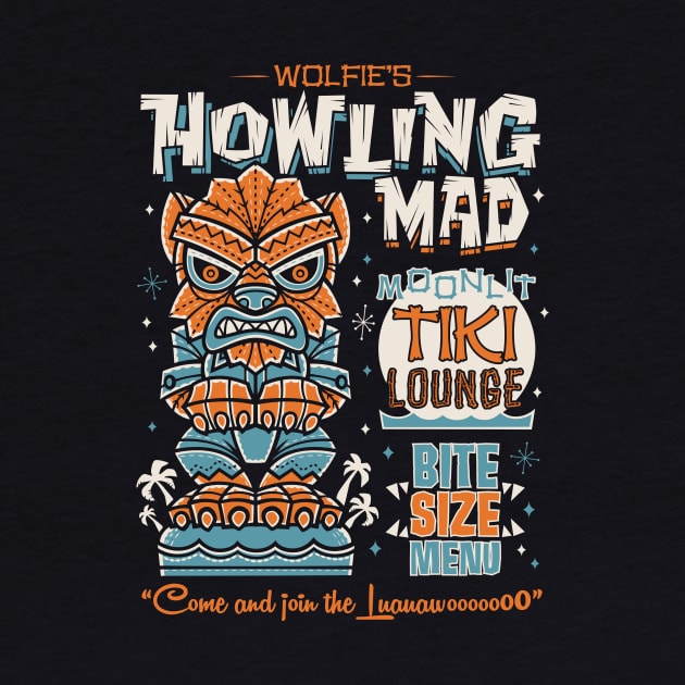 Wolf Man Creepy Cute Tiki Lounge - Hawaii Vacation Surf Monster by Nemons